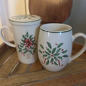 Lenox Elegant Holly Porcelain Mug Set